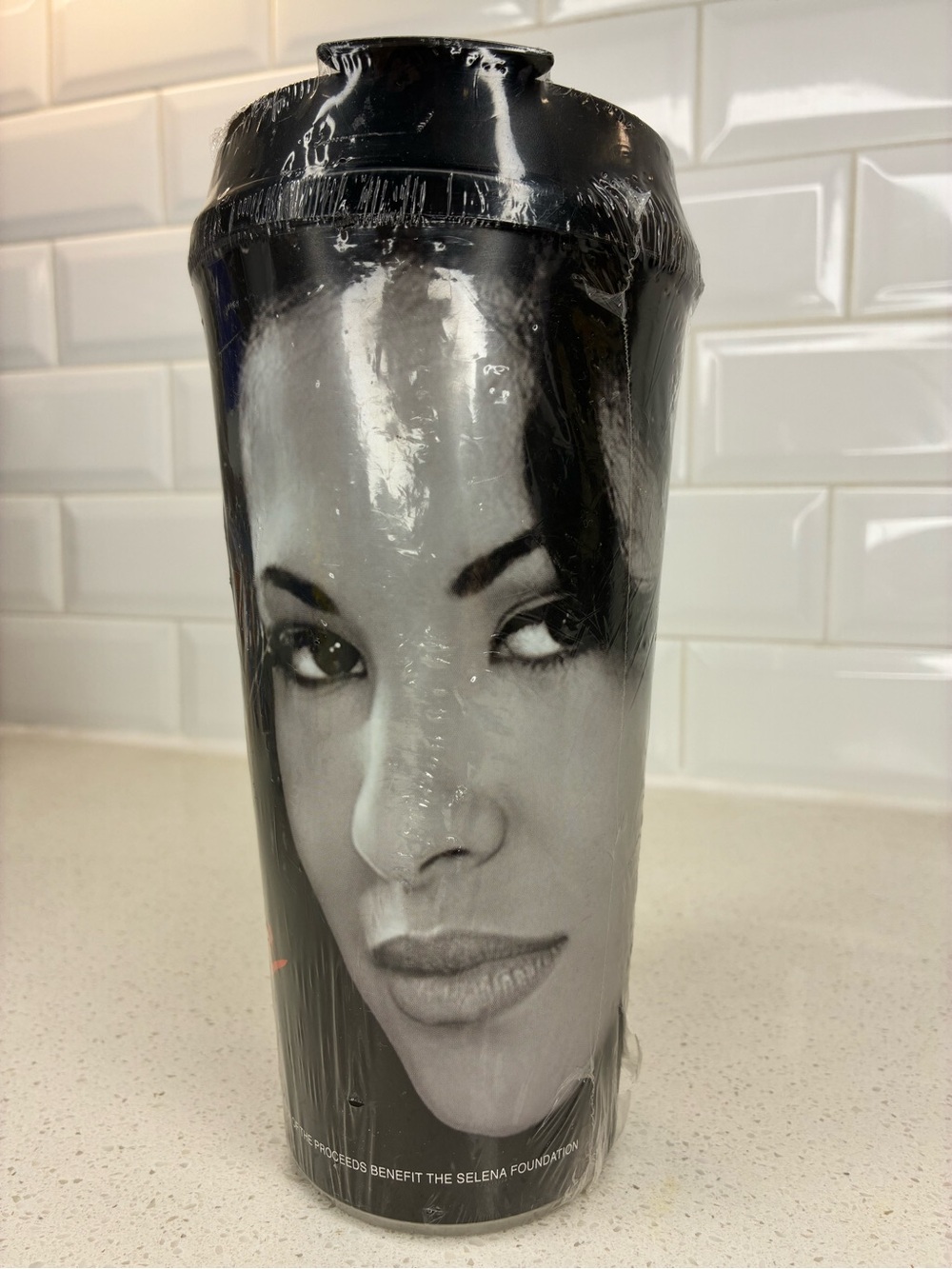 Stripes SELENA Quintanilla Stripes Cup Tumbler White Roses Fiesta De La Flor